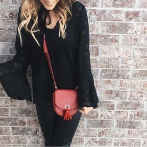 New with Tags Red Crossbody Tassel Bag
